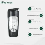 تصویر شیکر شارژی قابل حمل گرین لاین مدل Protein Mixer GNPRSH650MBK گنجایش 0.65 لیتر - سایت حامی تک