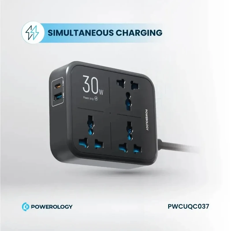 تصویر چندراهی برق محافظ دار پاورولوجی مدل PWCUQC037 - سایت حامی تک