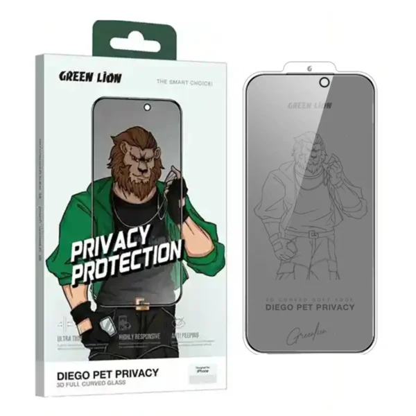 محافظ صفحه نمایش حریم شخصی گرین لاین مدل Diego Pet Priracy مناسب برای گوشی موبایل اپل iPhone 17/16 Pro